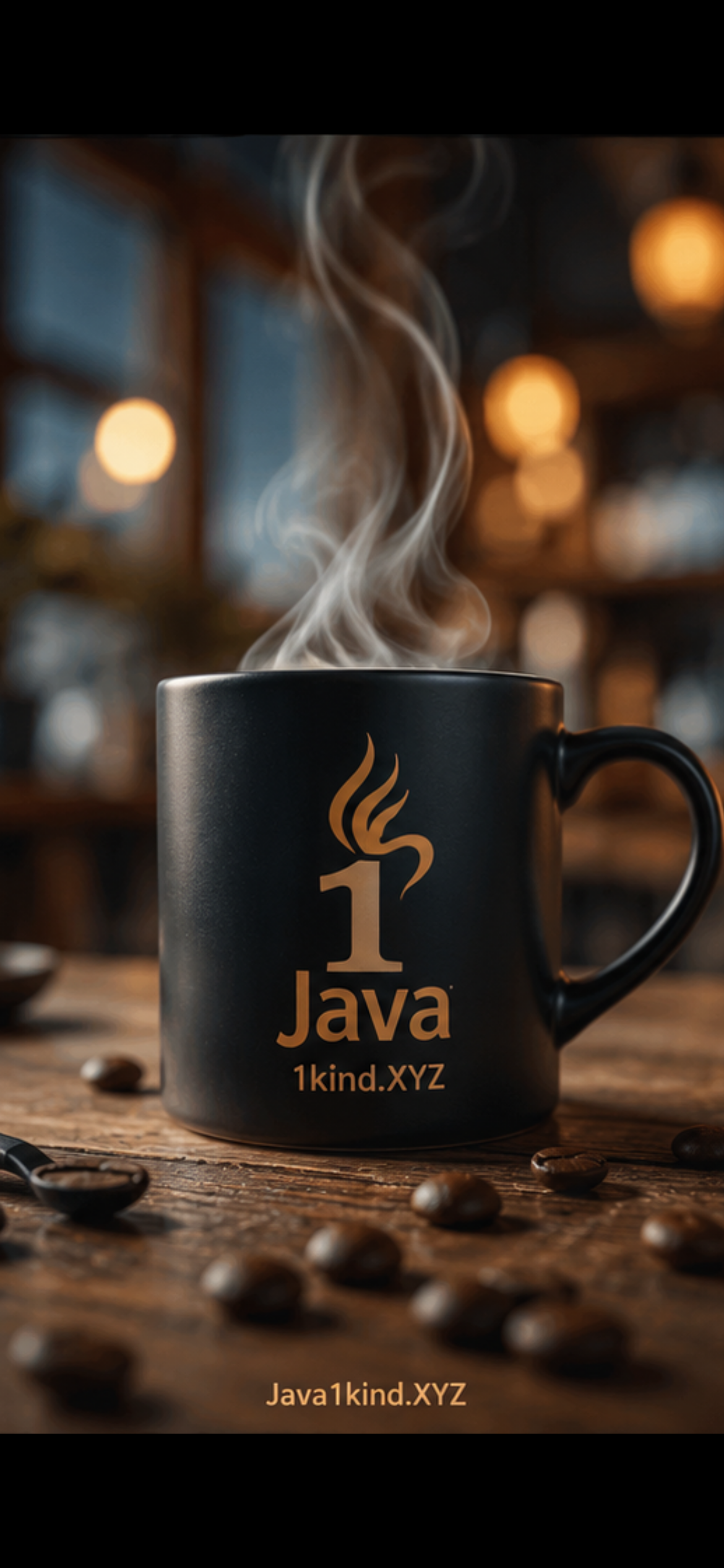 JAVA1KIND branded coffee mug closeup